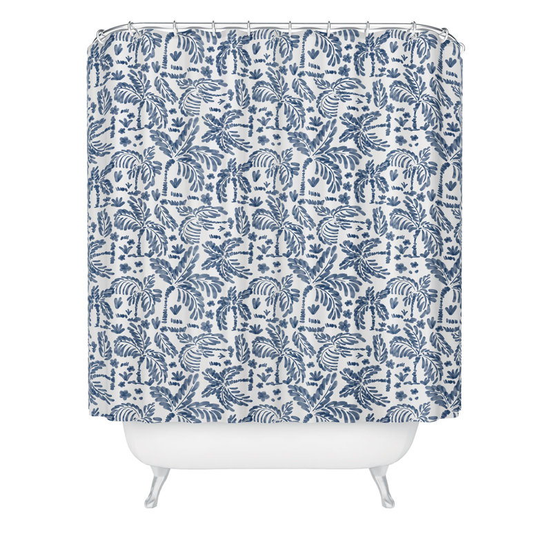 Rideau de douche Ninola Design, Motif floral bleu/blanc