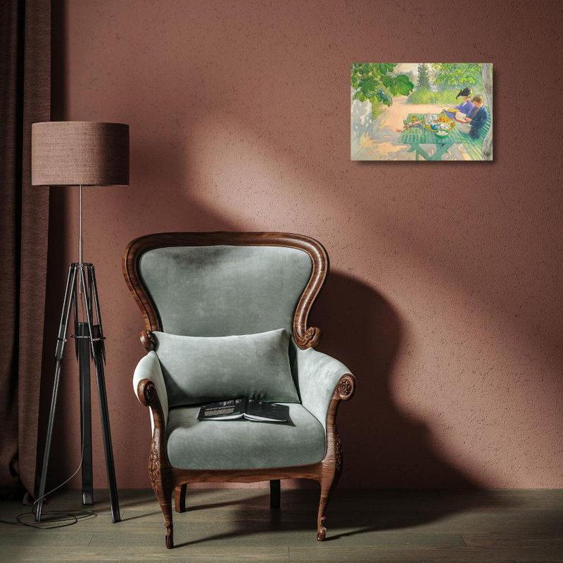 «Holiday Reading» par Carl Larsson - Art mural sur toile tendue avec châssis, H 18 po x l 14 po