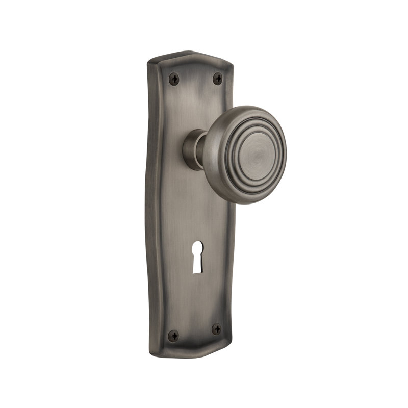 Prairie Plate with Decorative Keyhole and Deco Door Knob, Antique Pewter