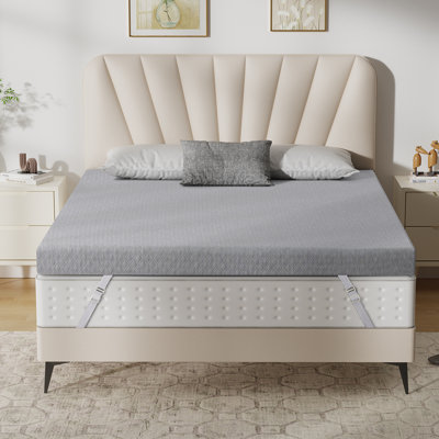 Medium Firm Mattress Topper Memory Foam Bed Topper For Pain Relief, Cooling Gel Infused High-Density Mattress Pad, Skin-Friendly Non-Slip Cover