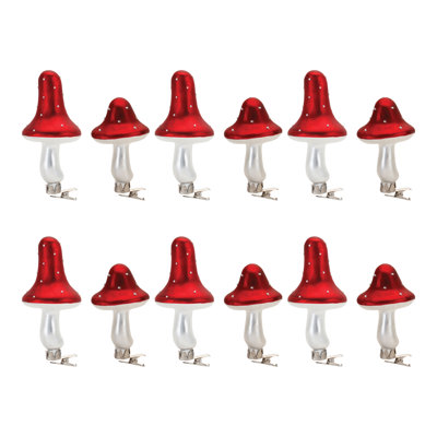 Frost Glass Mushroom Clip Ornament (Set of 12)