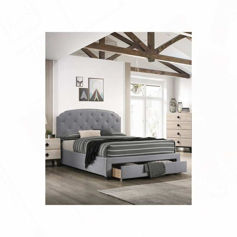 Lit simple en tissu, Gris anthracite