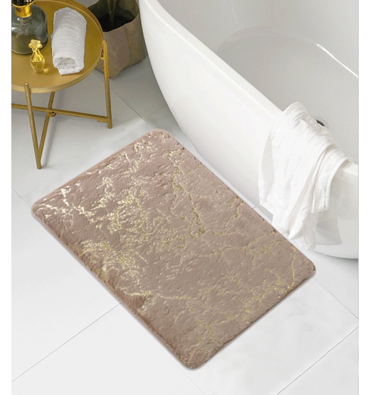 Tapis pour salle de bain Latéralica, Taupe / or