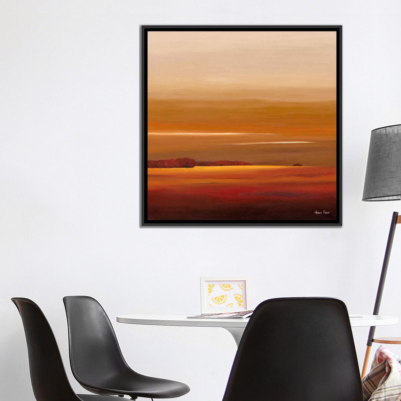 « soleil iv », impression sur toile, H 18 po x l 18 po x P 1,5 po, Toile avec cadre noir, Pas de tapis