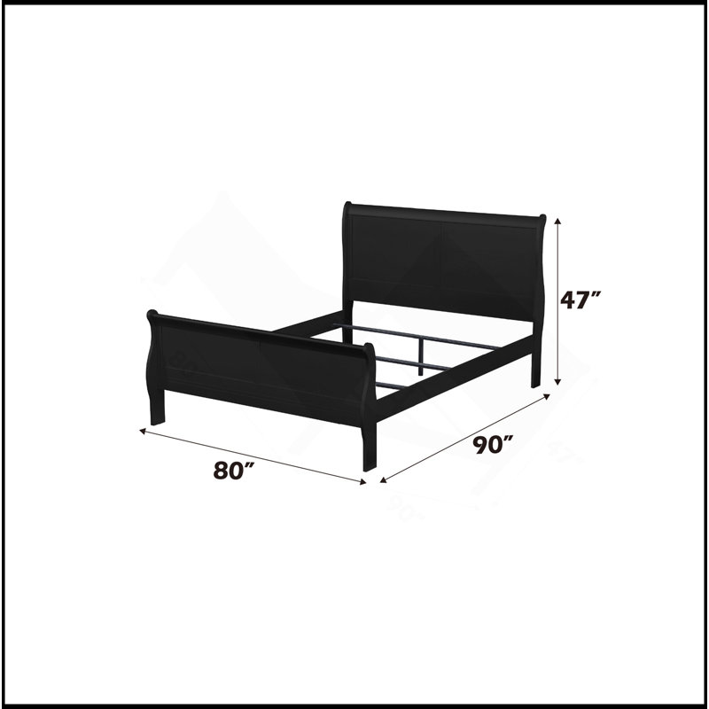 Louis Philippe Black Finish E. King Bed, Black