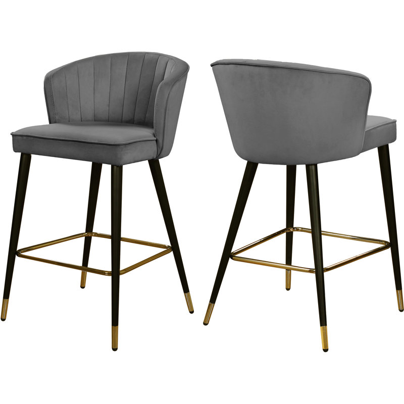 Tabouret de bar 27,3 po Cassie, Velours gris