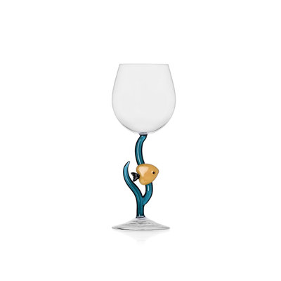 Marine Garden - Stemmed Glass Yellow Fish 11.8 Oz