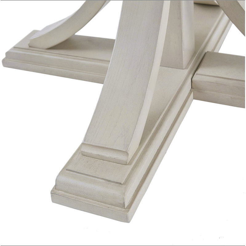 Table de salle à manger ronde de 44 po, finition classique en bois massif pour la salle à manger, Crème, crème