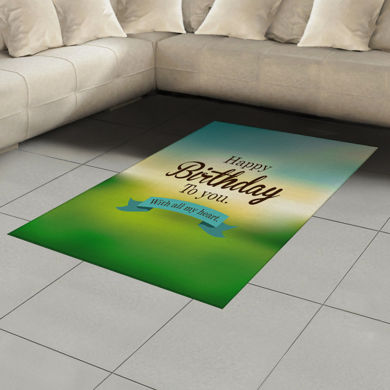 Birthday High Density Long Fiber Poly Threads Decorative Area Rug Carpet, Rectangle 4' x 5'8"