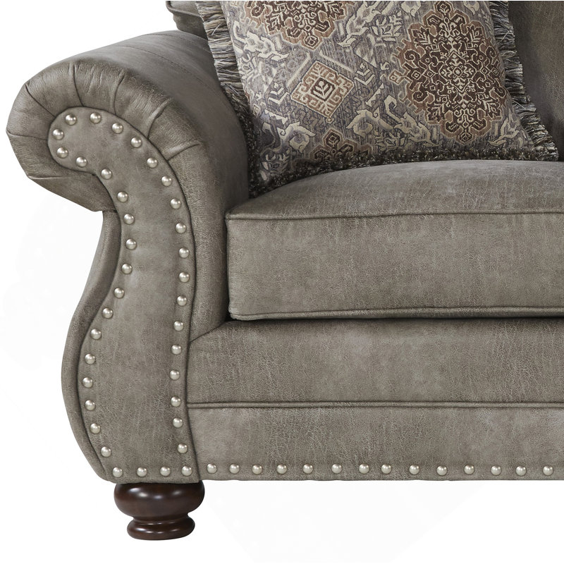 Leinster Faux Leather Upholstered Nailhead Sofa And Loveseat Set