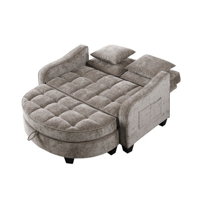 51" Wide Upholstered Chenille Sofa Couch With Adjustable Backrest