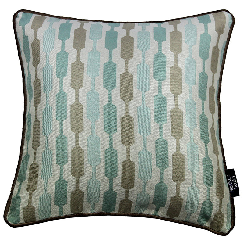 Lizeth Geometric Square Cushion, 60 x 60cm, Duck Egg/Taupe