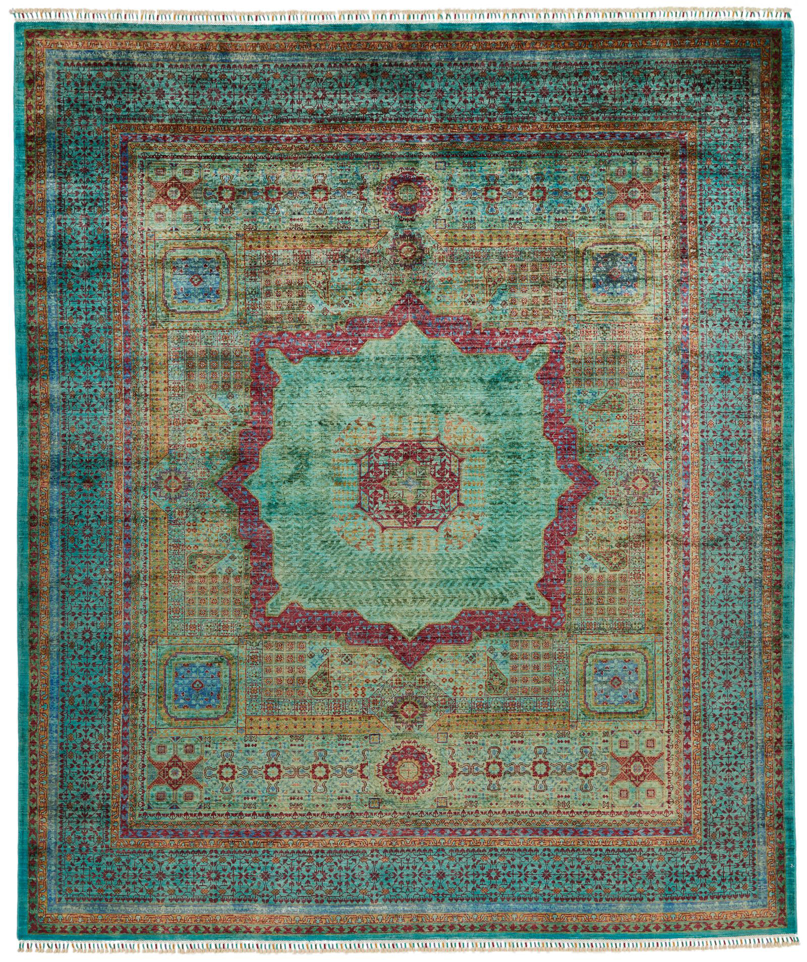Home and Rugs 8x10 Light Green and Turquoise Turkish Tribal Rug | Wayfair