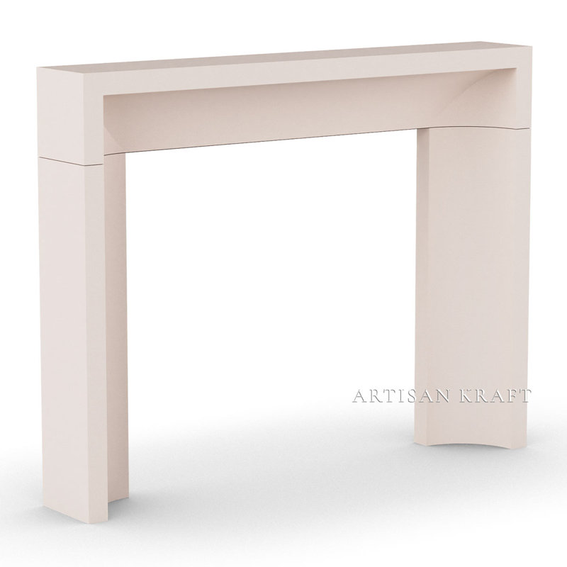 Encadrement de foyer biseauté courbé en pierre de fonte avec foyer Bullnose, Brun clair, P 10 po x l 64 po x H 50 po