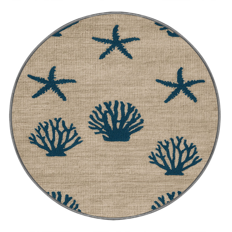 Tapis bord de mer lavable Minimalist Marine Plus, Rond 8 pi