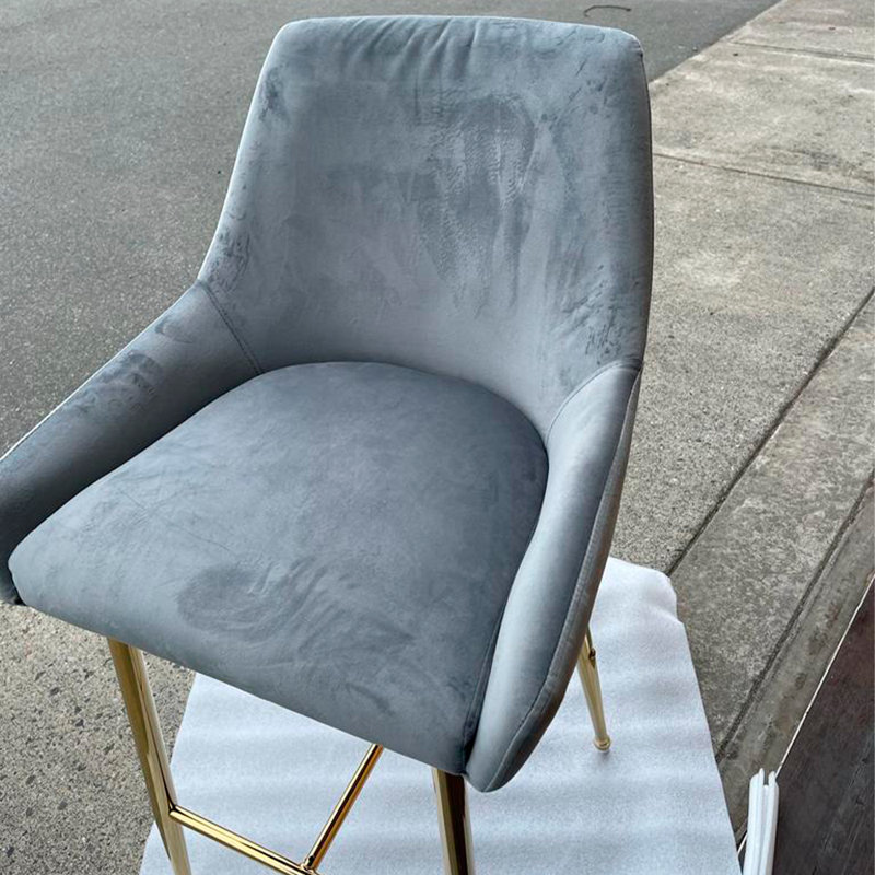 Maurilia Upholstered Counter Stool with Metal Frame, Gray, 1