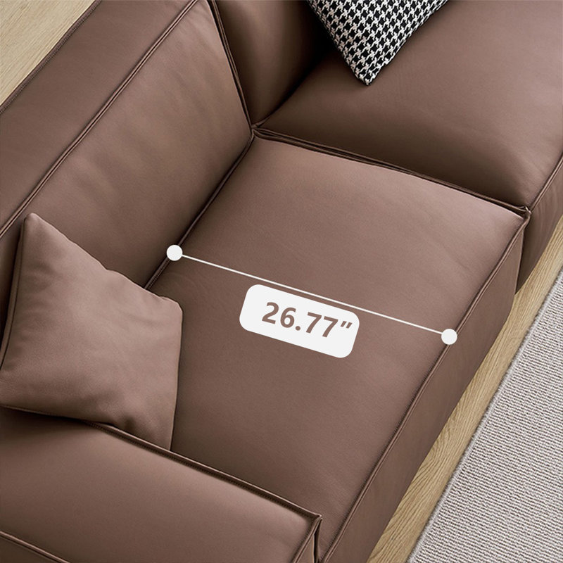 Brown Genuine Leather Modular Sofa cushion couch