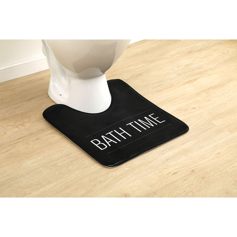 Tapis en microfibre antidérapant Bath Time - 20 po x 18 po, Noir