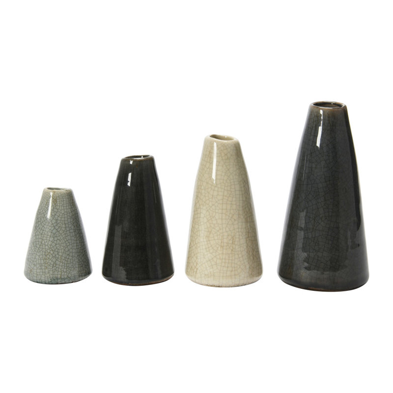 Vase de table en terre cuite Orlando, Gris/Blanc/Crème