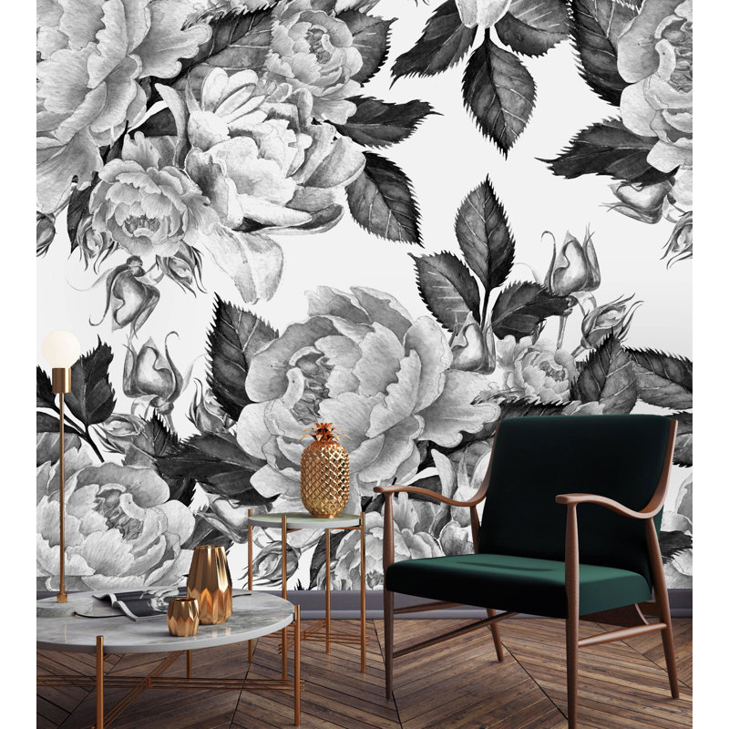 Panneau mural 4 pièces pivoines kiwi, L 10,42 pi x l 125 po