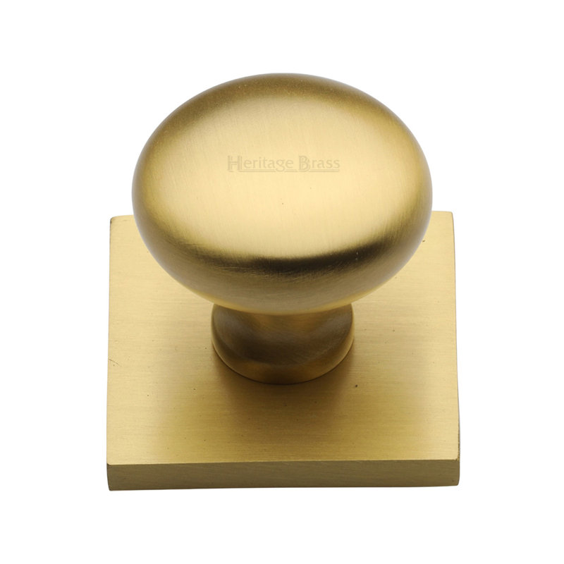 Heritage Brass Cabinet Knob Victorian Round Design with Square Backplate