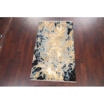 Tapis 100% oriental à teinture végétale abstraite noué à la main 3 x 5