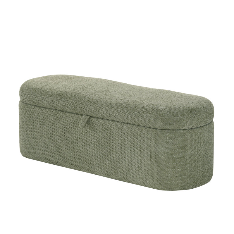 Élégant banc de rangement 1 pièce avec compartiment caché spacieux, cadre en bois et revêtement pour chambre à coucher avec siège rembourré moderne, espaces de vie en tissu