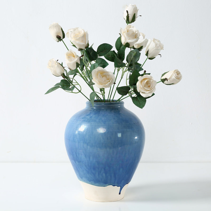 Approx. 11 Inches High Green-Blue Vase with Unfinished Base