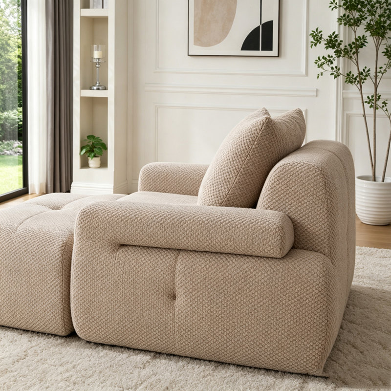 Ensemble de chaises d'appoint modulaires sans accoudoirs avec repose-pieds Cloud, Polyester taupe