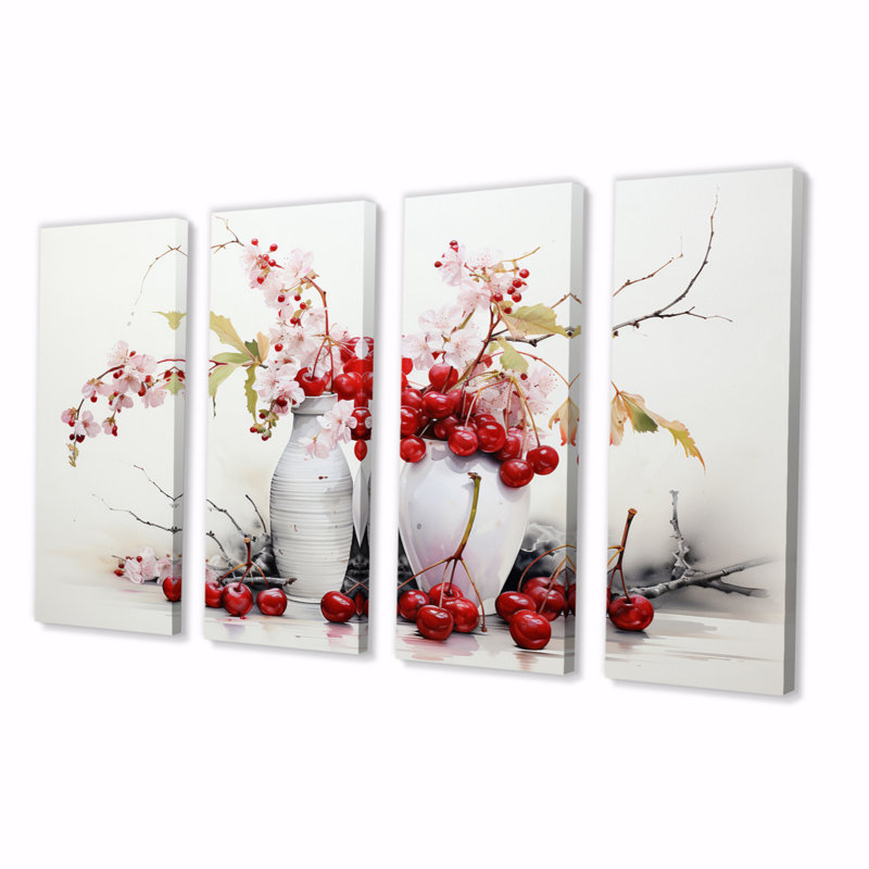 Cherry Simplicity - 4 pièces sur toile tendue