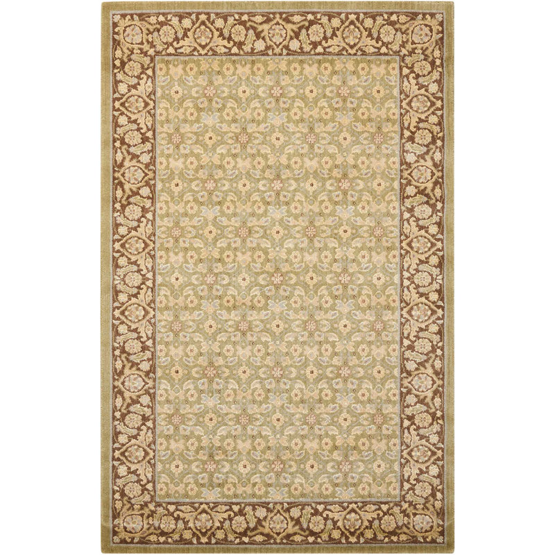 Tapis oriental vert Stone Keep, Rectangle 3 pi 6 po x 5 pi 6 po