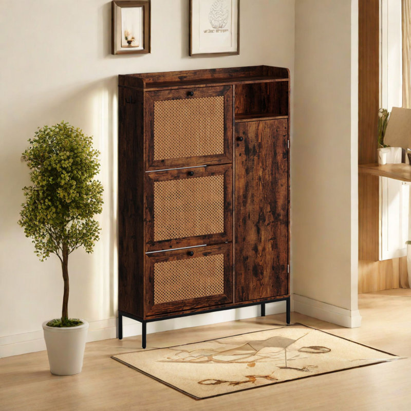 40 Pair Shoe Storage Cabinet, Brown