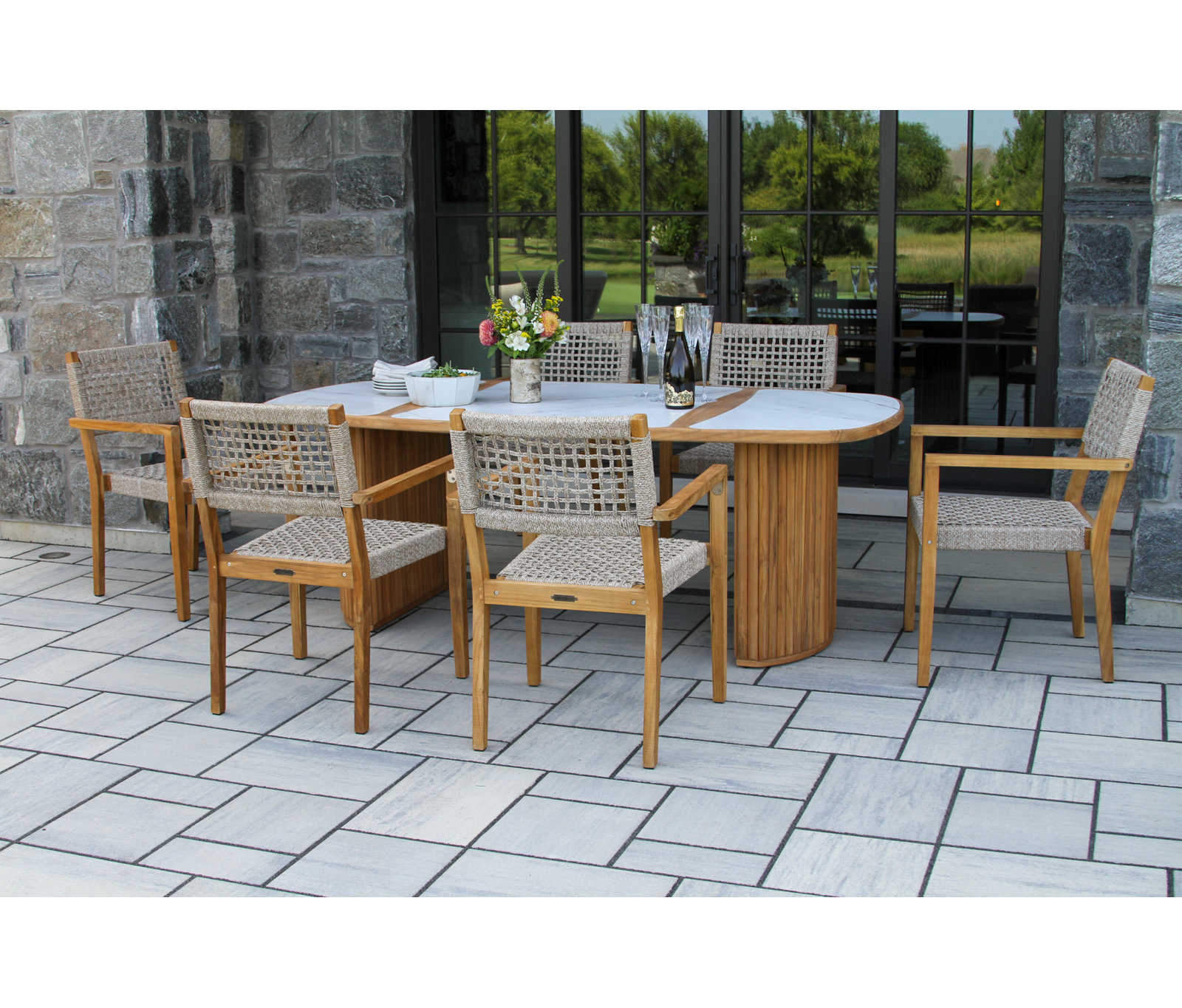 Cava 40" Teak Patio Dining Set, White