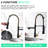 Kitchen Sink Faucet With Pull Down Spray, Matte Black And Gold, 360 Degree Rotatable, Single Handle Lever For Use Black+Gold Lever, Sinks-69705486