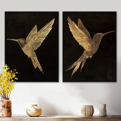 Colibri, art mural 2 pièces
