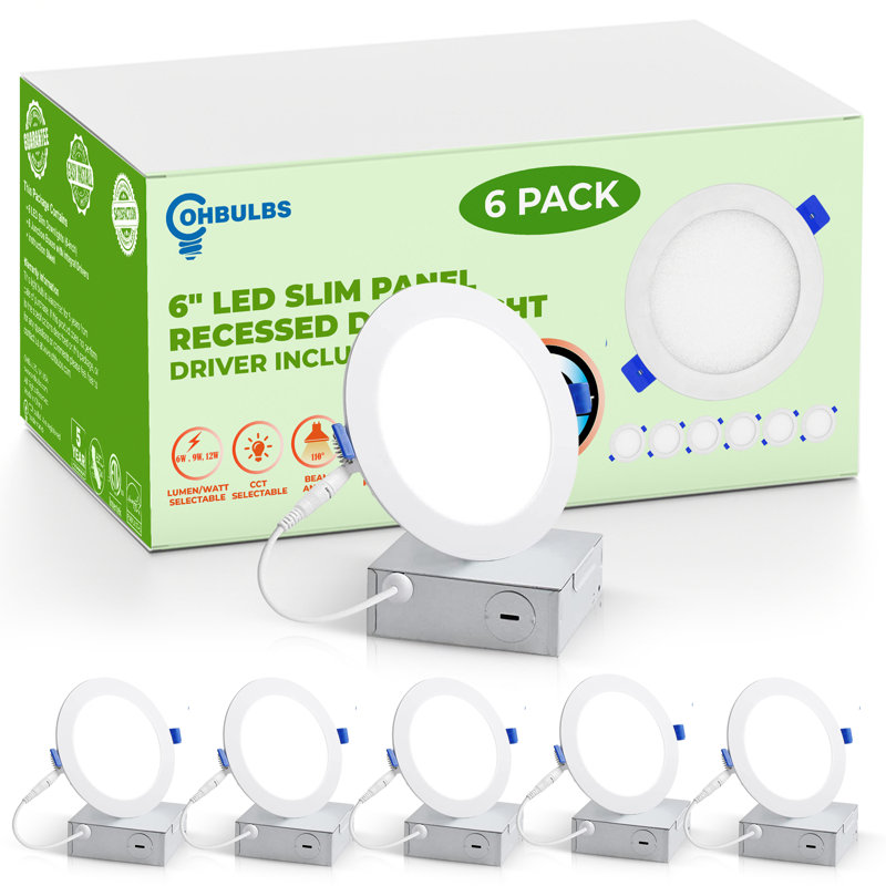 Downlight encastré à panneau mince de 6 po à DEL avec tournevis - 5 couleurs et 3 watts au choix, étanche à l'air, indice d'humidité, IRC élevé