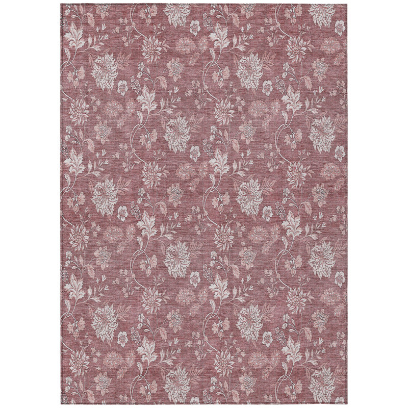 Tapis d'intérieur lavable floral 9 pi x 12 pi mauve