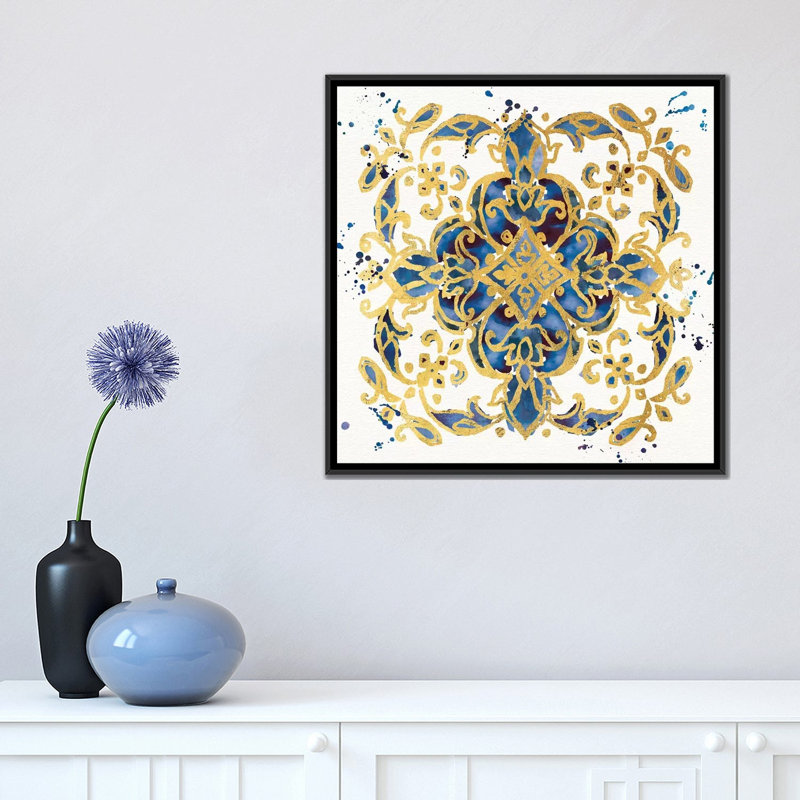 « little bijouxs iv », reproduction d’art sur toile tendue, H 18 po x l 18 po x P 1,5 po, Toile avec cadre noir, Pas de tapis