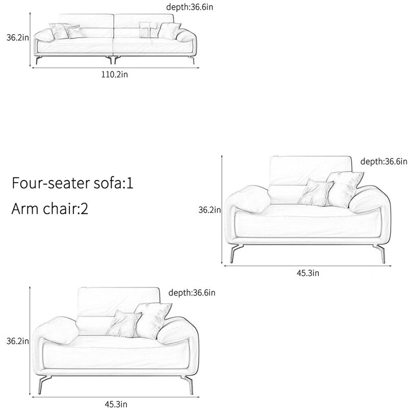 Italian light luxury modern office sofa set