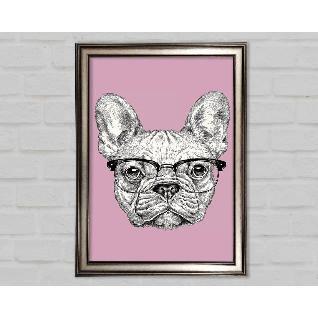 Französische Bulldogge mit Brille Gerahmter Druck Wandkunst