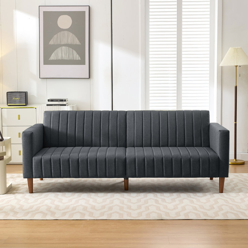 Hansfried 83.8'' Upholstered Convertible futon Sofa bed, Gray