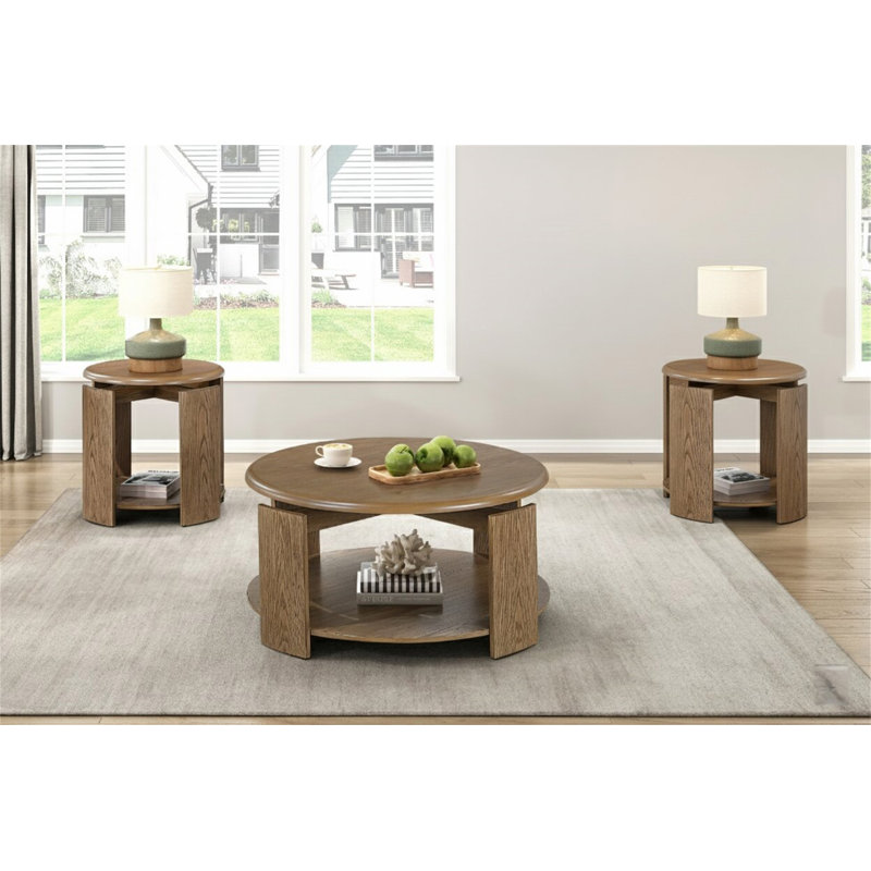Ensemble de tables basses élégantes 3 pièces Table de bout brun 1X 2 tables de bout avec tablettes inférieures Ensemble de tables de salon