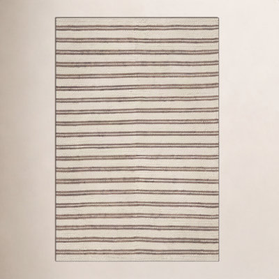 Venit Hand-Hooked Striped Farmhouse Rug