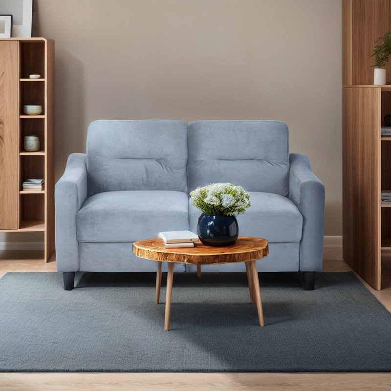 Canapé en velours à accoudoirs carrés 54,3 po Krier, Velours gris