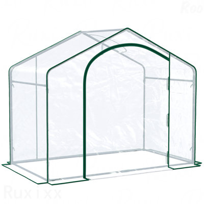 6' X 3' X 5' Portable Walk-In Greenhouse, PVC Cover, Steel Frame Garden Hot House, Zipper Door, Top Vent For Flowers, Vegetables, Saplings