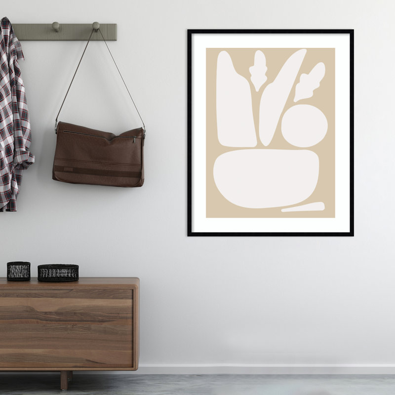 Zen Botanical Rock Neutral by The Creative Bunch Studio, 33" H x 25" W, Black Framed
