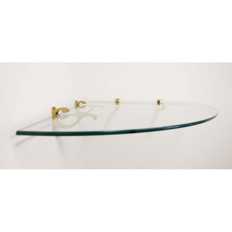 Tablette d'angle en verre, Laiton