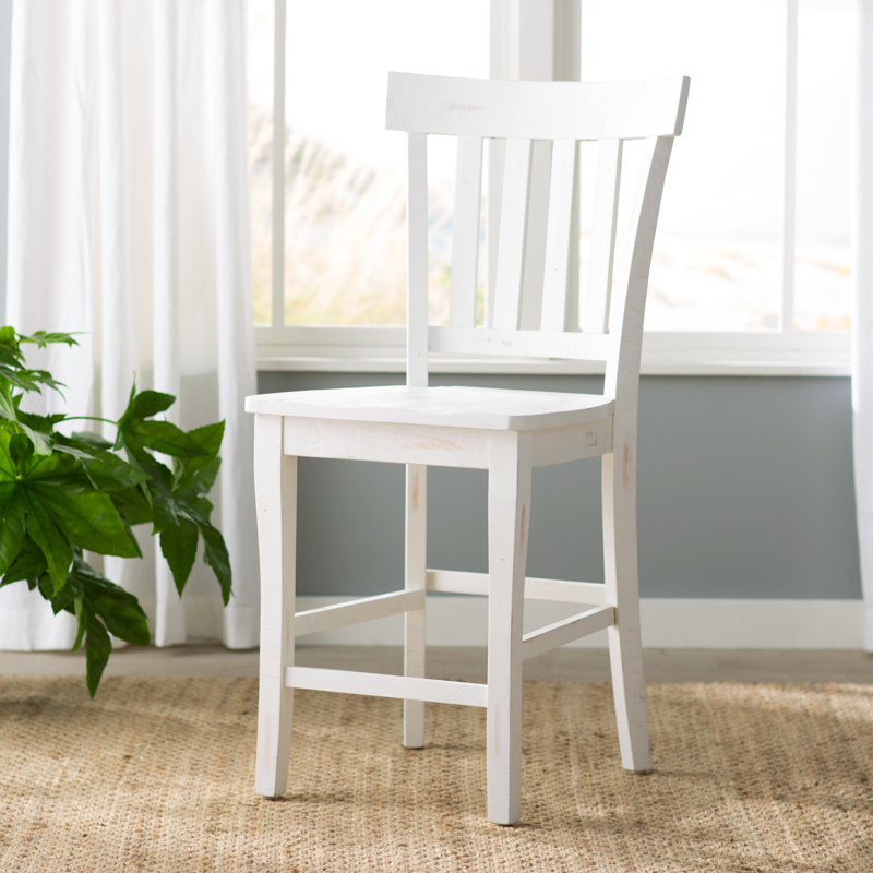 Destinee Solid Wood Counter Stool, Rustic White
