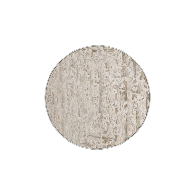 Machine Washable Beige Area Rug, Round 3'