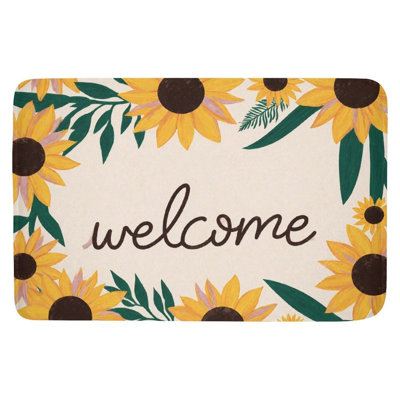 Tapis pour salle de bain Sunflower Wreath Welcome, 16 x 24
